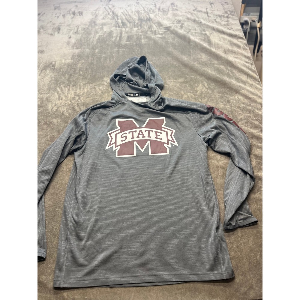 Adidas Mississippi State Bulldogs Pullover Hoodie Long Sleeve Men's Size‎ L Gray